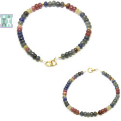  Bratara Safir Mixt Rotund 4x4 mm - Diametru 56 mm - Accesorii Gold Filled - Argint 925 - 1 Buc