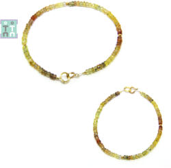  Bratara Safir Mixt Natural Diametru 58 mm - Disc Fatetat 1, 8-2 x 3 mm - Accesorii Gold Filled - 1 Buc