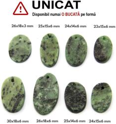  Pandantiv Rubin in Zoisit Druzy Natural cu Gaura - Oval - 24-30 x 14-18 x 3-6 mm - 1 Buc