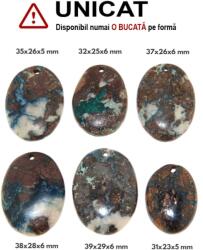  Pandantiv Cuprit cu Azurit Natural cu Gaura - Oval - 31-39 x 23-28 x 5-6 mm - 1 Buc
