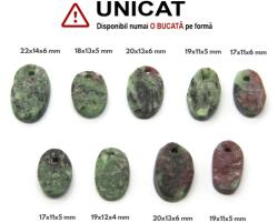  Pandantiv Rubin in Zoisit Druzy Natural cu Gaura - Oval - 17-22 x 11-14 x 4-6 mm - 1 Buc