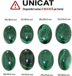  Pandantiv Malachit Natural cu Gaura - Oval - 23-31 x 18-22 x 5-6 mm - 1 Buc