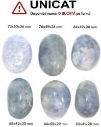 Palm Stone Calcit Albastru Mineral Natural - 62-76 x 41-50 x 26-36 mm - (XXL) - 1 Buc