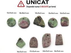  Pandantiv Rubin in Zoisit Druzy Natural cu Gaura - Disc - Neregulat - 13-24 x 11-18 x 4-6 mm - 1 Buc