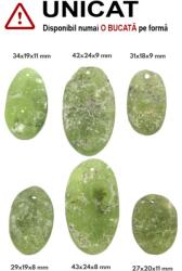  Pandantiv Prehnit Druzy Natural cu Gaura - Oval - 29-43 x 18-24 x 8-11 mm - 1 Buc
