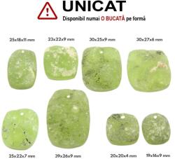  Pandantiv Prehnit Druzy Natural cu Gaura - Dreptunghi - Patrat - 19-39 x 16-26 x 4-11 mm - 1 Buc