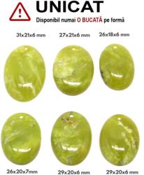  Pandantiv Serpentin Natural cu Gaura - Oval - 26-31 x 18-21 x 6-7 mm - 1 Buc