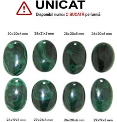  Cabochon / Pandantiv Malachit Natural cu Gaura - Oval - 26-30 x 19-21 x 4-6 mm - 1 Buc