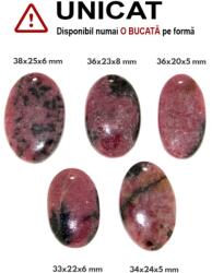  Pandantiv Rodonit Natural cu Gaura - Oval - Picatura - 31-43 x 19-27 x 6 mm - 1 Buc
