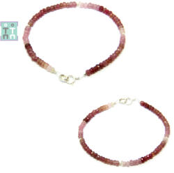 Bratara Safir Roz si Alb Natural Diametru 58 mm - Disc Fatetat 1, 4-2 x 3-4 mm - Accesorii Argint 925 - 1 Buc