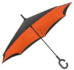 Esernyő összecsukható, fordítva működő, C fogantyúval fekete - narancs