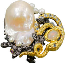 Frumoasa Venetiana Brosa argint perla baroca (C463)