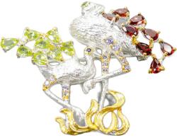 Frumoasa Venetiana Brosa argint peridot (C1425)