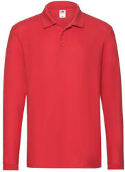 Fruit of the Loom Uniszex Galléros póló Hosszú ujjú Fruit of the Loom Premium Long Sleeve Polo - 3XL, Piros