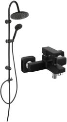 FERRO Pachet Pachet Rondo Black - set bara dus cu suport culisant, dus fix si para dus mobila + Zicco Black - Baterie perete cada dus NP21-BL+BZI1BL