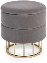 Bizzotto Taburet cu spatiu depozitare tapiterie velur gri cu picior fier auriu Pavlina Ø 37.5 cm x 42 h (0720388)
