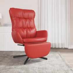 vidaXL Scaun de relaxare cu taburet, roșu vin, piele ecologică (3097616)