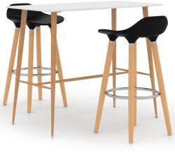 vidaXL Set de bar, 3 piese, negru și alb (3057838)
