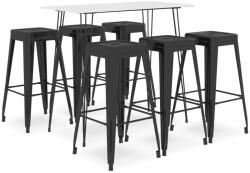 vidaXL Set mobilier de bar, 7 piese, alb și negru (3057415)