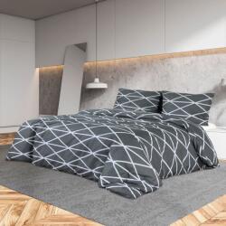 vidaXL Set cu husă de pilotă, gri, 135x200 cm, bumbac (136053) Lenjerie de pat