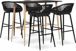 vidaXL Set mobilier de bar, 5 piese, negru (3057459)