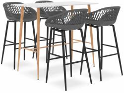 vidaXL Set mobilier de bar, 5 piese, alb și gri (3057433)