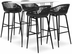vidaXL Set mobilier de bar, 5 piese, alb și negru (3057403)
