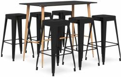 vidaXL Set mobilier de bar, 7 piese, negru (3057471)