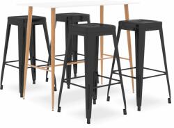 vidaXL Set mobilier de bar, 5 piese, alb și negru (3057429)