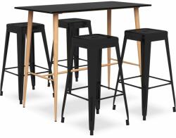 vidaXL Set mobilier de bar, 5 piese, negru (3057457)