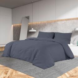 vidaXL Set cu husă de pilotă, antracit, 225x220 cm, bumbac (136092) Lenjerie de pat