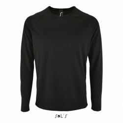 SOL'S Férfi póló SOL'S SO02071 Sol'S Sporty Lsl Men - Long-Sleeve Sports T-Shirt -L, Black