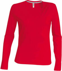 Kariban Női póló Kariban KA382 Hosszú Ujjú v-nyakú póló -S, Red