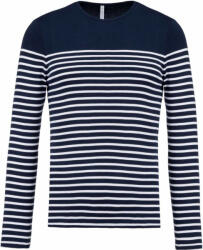 Kariban Férfi póló Kariban KA366 Hosszú Ujjú Breton Csíkos Felső -L, Striped Navy/White