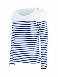 Kariban Női póló Kariban KA386 Hosszú Ujjú Breton Csíkos Felső -S, Striped White/Navy