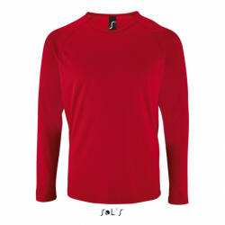 SOL'S Férfi póló SOL'S SO02071 Sol'S Sporty Lsl Men - Long-Sleeve Sports T-Shirt -XL, Red