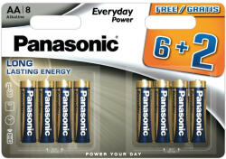 Panasonic LR6EPS/8BW 6+2F EVERYDAY POWER alkáli tartós elem, AA (ceruza), 8 db/bliszter (LR6EPS-8BW-6-2F)