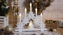  LED karácsonyi gyertyapiramis, csillag, fa, fehér, elemes (CHRSTCANWW5WW)