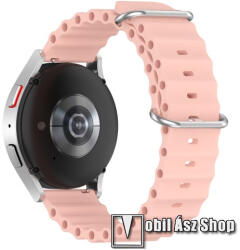  Okosóra szíj - szilikon, cső­szerkezetes kialakítás, rugalmas, csatos - RÓZSASZÍN - 132mm+86mm hosszú, 22mm széles - SAMSUNG Galaxy Watch 46mm / Watch GT2 46mm / Watch GT 2e / Galaxy Watch3 45mm / Hon
