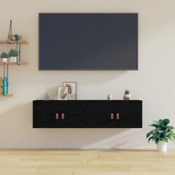 vidaXL Dulapuri de perete 2 buc. negru 60x30x30 cm lemn masiv de pin (818374) Raft