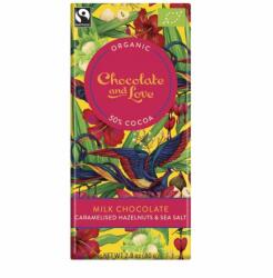 Chocolate and Love C&L - Bio csokoládé karamellizált mogyoró és tengeri só 50%, 80g *CH-BIO-006 certifikát