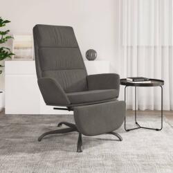 vidaXL Scaun de relaxare cu taburet, gri închis, catifea (3097909)