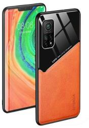 Wooze Samsung Galaxy M52 5G SM-M526B, Szilikon tok, bőr és plexi hátlap, közepesen ütésálló, mágneses tartóval kompatibilis, Wooze Texture, narancssárga (114412) (114412)