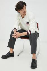 Tommy Hilfiger pulover de lana barbati, culoarea alb, călduros 9BYY-SWM0AO_00X