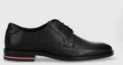 Tommy Hilfiger pantofi de piele Signature Hilfiger Lth Shoe barbati, culoarea negru 9BYY-OBM1TH_99X
