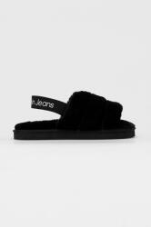 Calvin Klein Jeans papuci de casa Home Slipper Fakefur Elastic culoarea negru 9BYY-KLD03G_99X