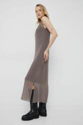 Calvin Klein rochie de matase culoarea gri, maxi, drept 9BYY-SUD0AG_90X
