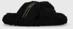 Tommy Hilfiger papuci de casa Sherpa Fur Home Slippers Straps , culoarea negru 9BYY-KLD028_99X