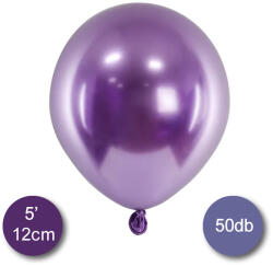 PartyDeco S. r. o Króm (tükör) lufi, lila színben, 50 db/cs, 12cm