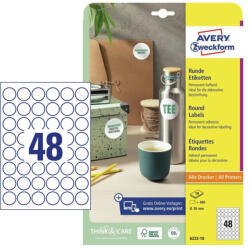Avery Zweckform Etikett címke 30x30 mm, Avery Zweckform, Fehér színű, (10 ív/doboz) (6223-10) - cimke-nyomtato